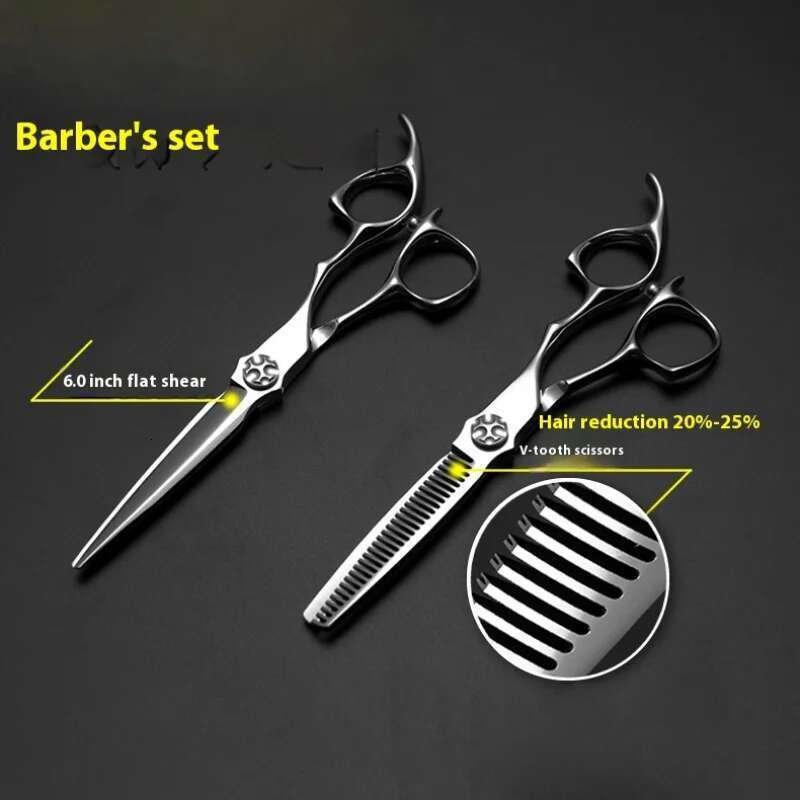 Japan440C 6.0-inch salon hairstylist's professional straight scissors thinning hairdressing scissors