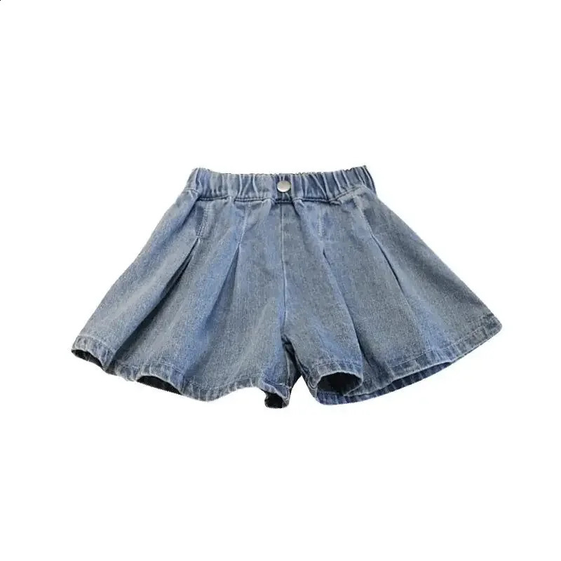 Summer childrens shorts girls solid color jeans casual loose pants clothing for children aged 4 to 13 bottom 250414z