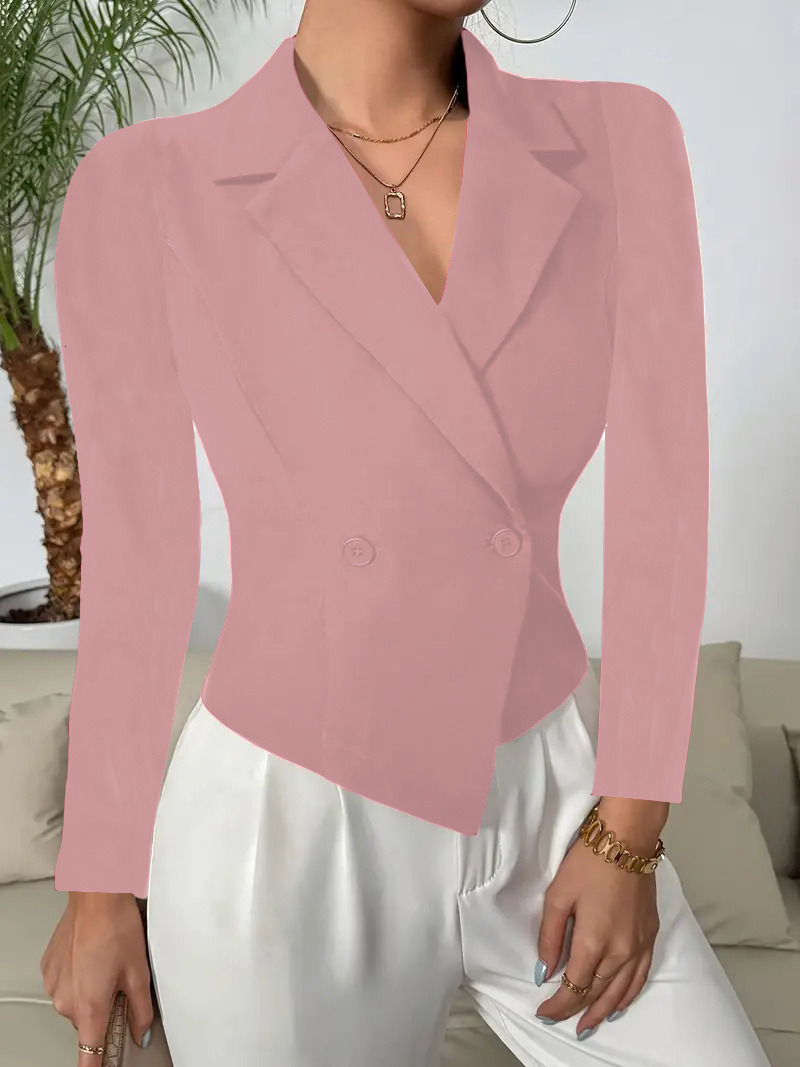 2024 autumn and winter design sense temperament short style solid color small suit jacket for women