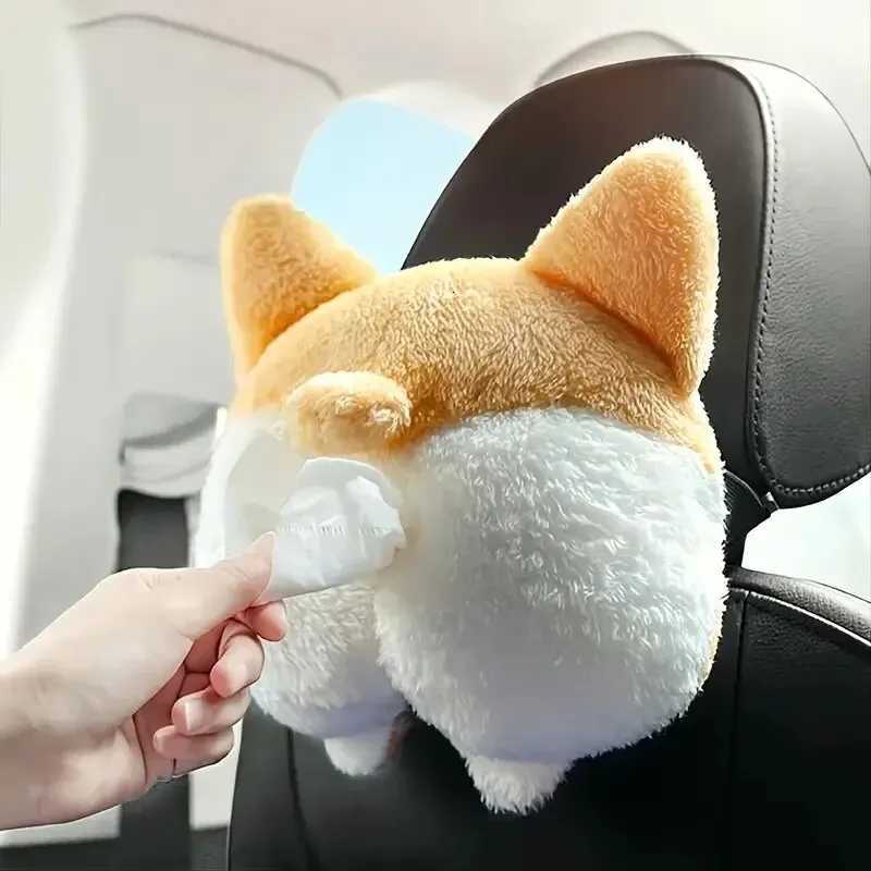 1pc Cute Cartoon Car Tissue Box Plush Napkin Holder Universal Auto Home Room Paper Case Animal Decoration BracketM251124