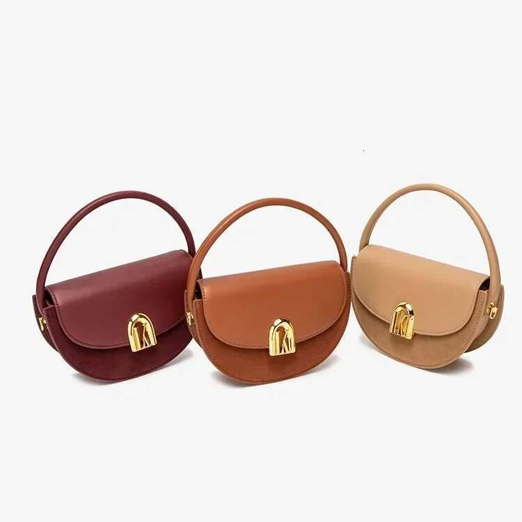 2024 New Women's Crossbody High-End Feel Soft Leather Single Shoulder Bag Neutral Simple Style Lightweight For Commuting