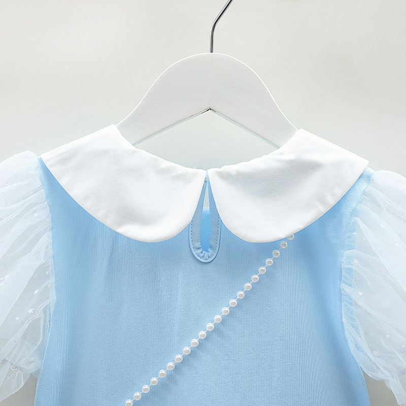 DISNEY Girl short-sleeved baby kids designer clothes Elsa princess designer clothes toddler dress mesh dress baby short-sleeved dress summer dress.