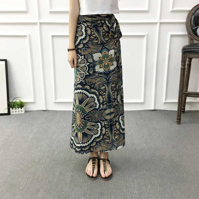 Fashionable chiffon womens floral printed shoulder strap integrated beach skiing summer high waist bag floral long belt seam M250424