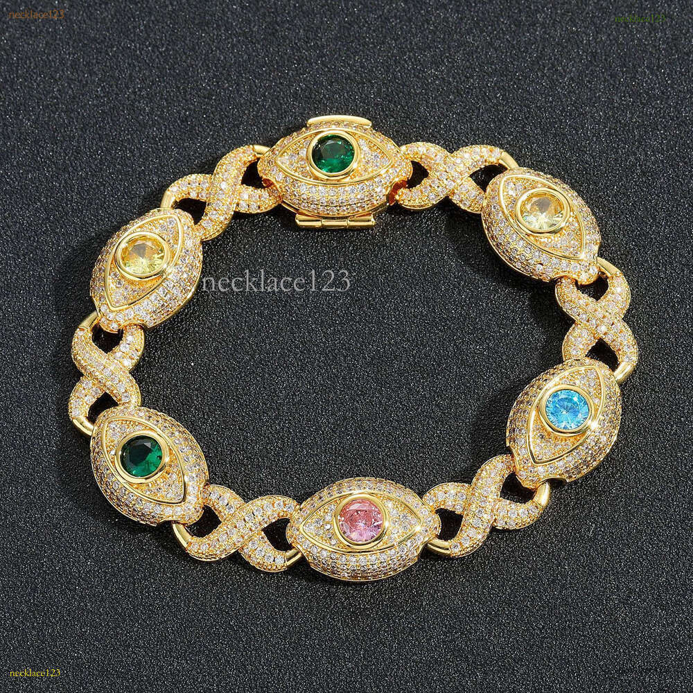 Luxury designer 8-strand 14mm Cuban Unlimited Eye chain, colored Ice out VVS Moissanite bracelet with free shipping