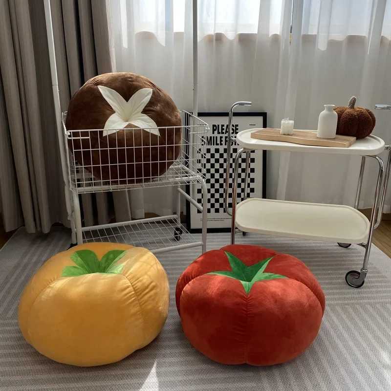 Thickened Cushion with Tomato-Shaped Pillow Vegetable Mushroom Persimmon Round Cushion Pad for Window Seat Pillows for Bedroom G251124