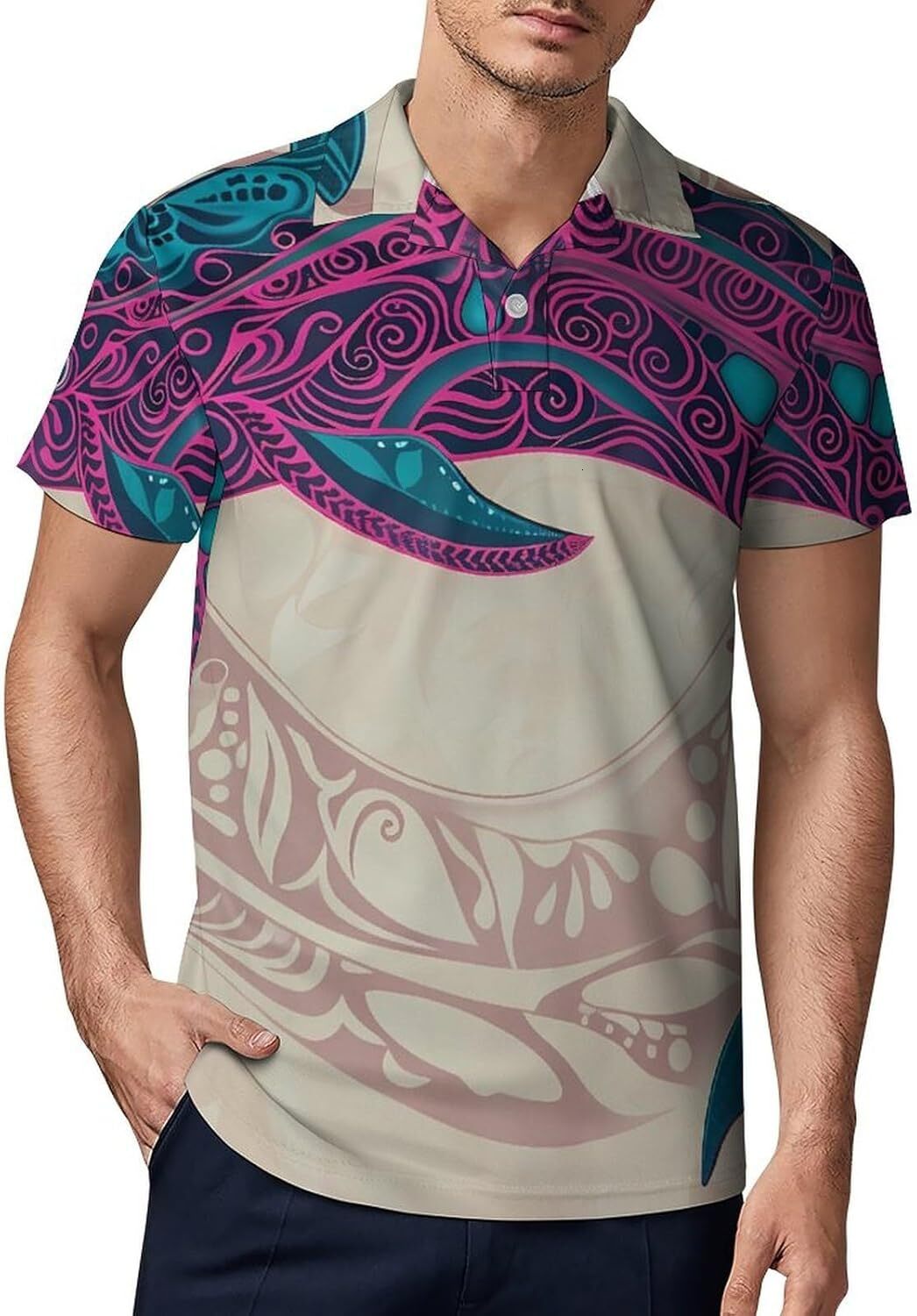 Mens Polo shirt Dolphin Sea Animals Print Polo Shirts for Men Golf Shir Fit Polos shirts tshirt Casual tops summer clothes Short sleeve