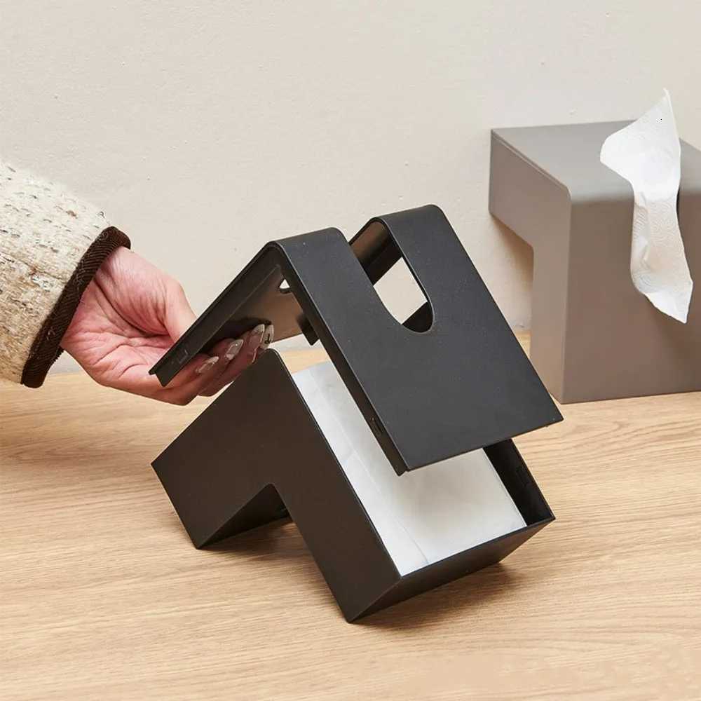 L-shaped Tissue Boxes Office Living Room Bedroom Simple and Creative Folding Double-sided Tissue Box Holder Home DecorationM251124