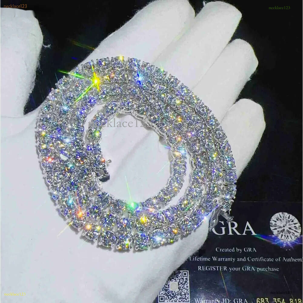 Fashion Jewelry Hip Hop Necklace Pass Dia Tester 5mm Vvs Moissanite Iced Out Tennis Chain for Men Women