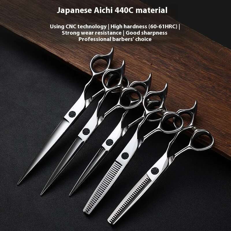 Professional Hairdresser Scissors Set Japanese 440C Stainless Steel 6/6.5/7-Inch Flat Reverse Teeth Hair Cutting Tools Salon