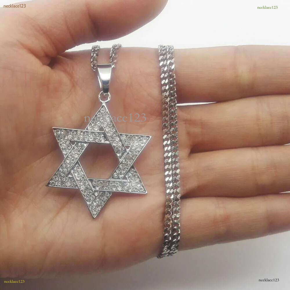 cuban Moissanite pendant necklace pass GRA certified Rhie Star of David Pendant Necklace Hip Hop Jewelry sier