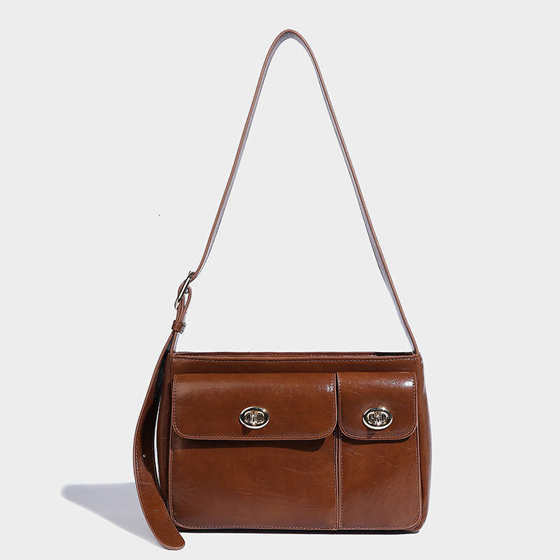niche design twin autumn and winter new commuting versatile armpit diagonal cross double mouth mailman bag