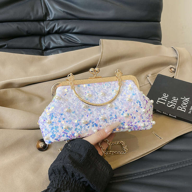 Glitter Women's Dinner 2025 New Street Trend Shell Fashion Chain Hand-Held Crossbody Bag