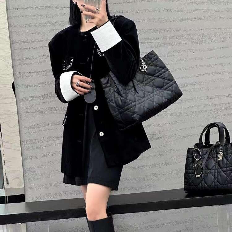New D Home Daifei Tote High end Lingge Handbag Leather Women's Single Shoulder Large Capacity Bag