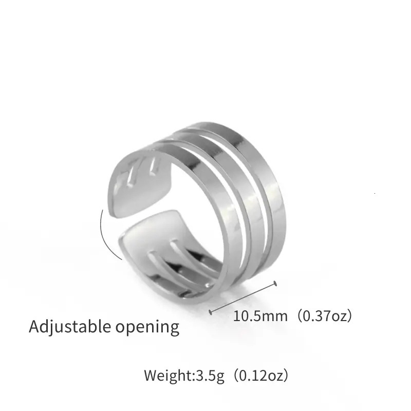 Top Source Jewelry Simple temperament Open Men's and Women's Stainless Steel Ring Handmade Decoration