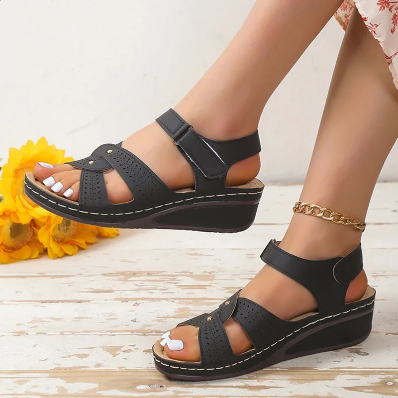 Plus Size Fashion Wedge Sandals Women Summer 2025 Casual Platform Walking Sandalias Mujer Comfortable Non Slip Beach Shoes Woman 250418