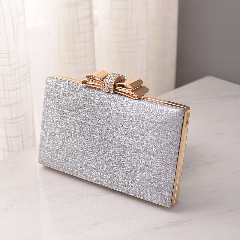 Dinner Bag New Socialite Temperament Bow Black Banquet Bag Diamond Decoration Handbag Small Fragrance Dress Bag KQ