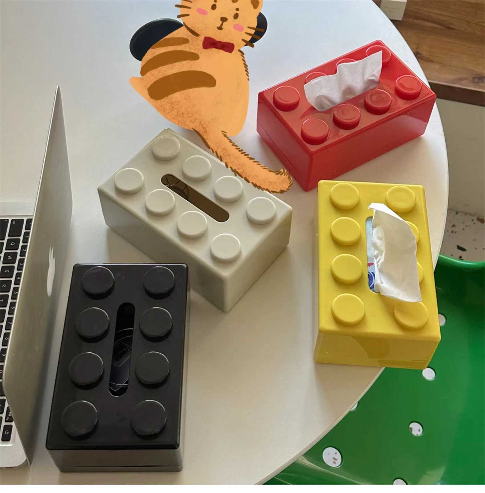 Cute Colored Tissue Box Building Block Desktop Coffee Table Tissue Storage Box Paper Drawer Large Capacity Bedroom DecorationM251124