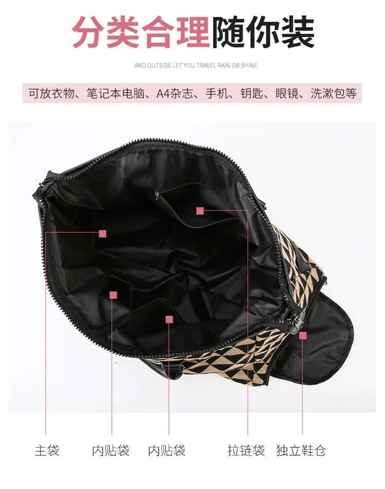 Designer Bag New Oxford Plaid Men's And Women's Hand-Held Crossbody Travel Fiess Bag
