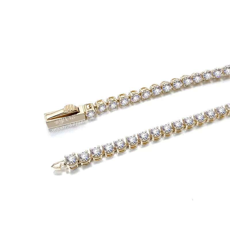 Ready to Ship High-end Iced Out Moissanite Diamond 10K/14K/18K Solid Gold Tennis Necklace Chain
