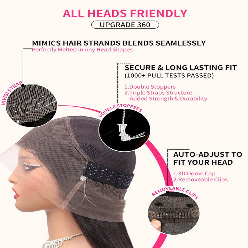 250 Density Invisible Drawstring Body Wave 360 hd Lace Front Wig Human Hair Hidden Strap 360 Glueless Wigs Upgrade Cap For Woman