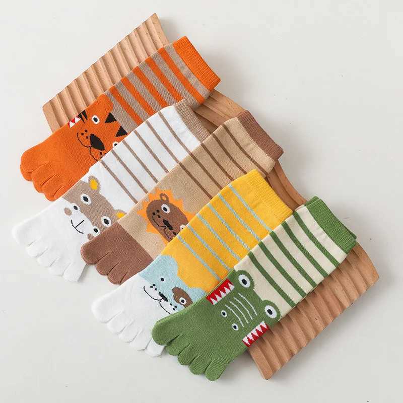 3 Pairs 3-12y Kids Toe SOCKS Girls Boys Five Finger SOCKS Autumn Winter High Tube Cotton Crew SOCKS Cute KAWaii G251124