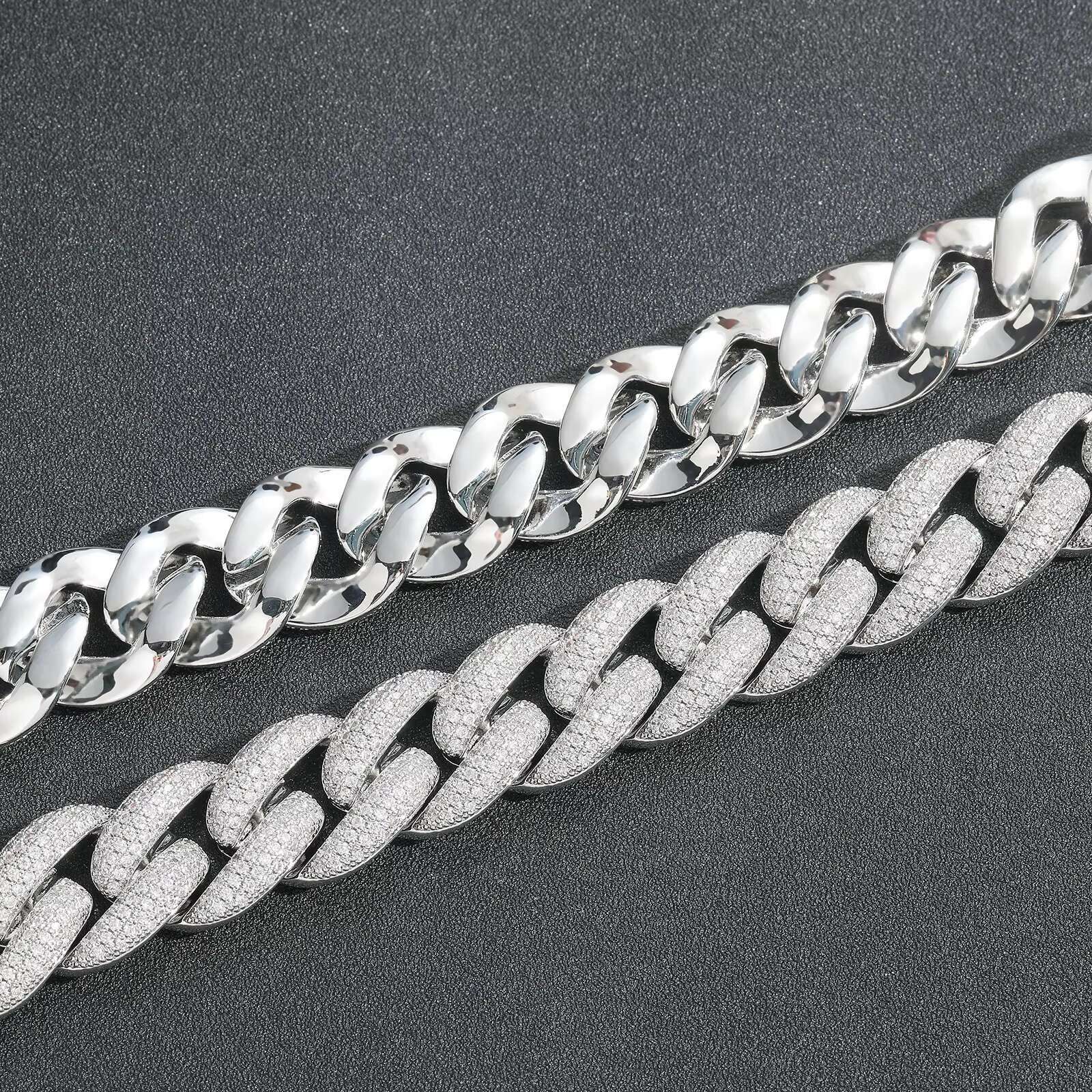 BES 20MM New Hip Hop Necklace Long Buttonhead Four Row Diamond Cuban Chain Personality Men Trend Set Zircon Fashion Necklace