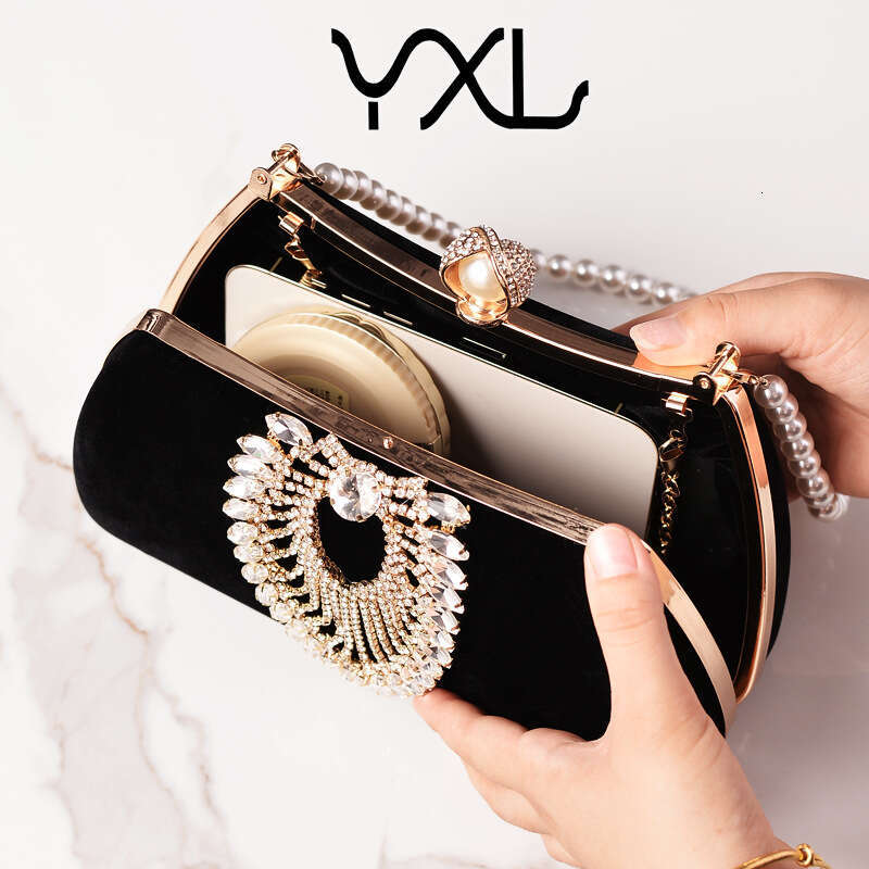 Dinner Bag Fashion Diamond Velvet Dinner Black Noble Dress Qipao Bag Party Bride Bag KQ
