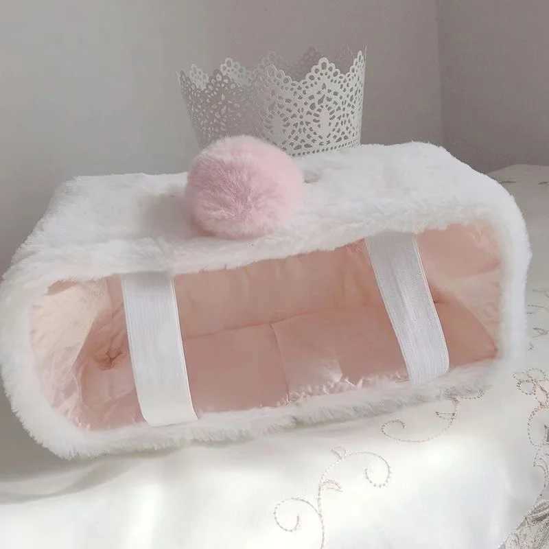 Kawaii Tissue Cover Cute Pink Plush Rabbit Tissues Storage Box Preppy Girls Home Decoration Gift Toilet Paper Holder Napkin CaseM251124