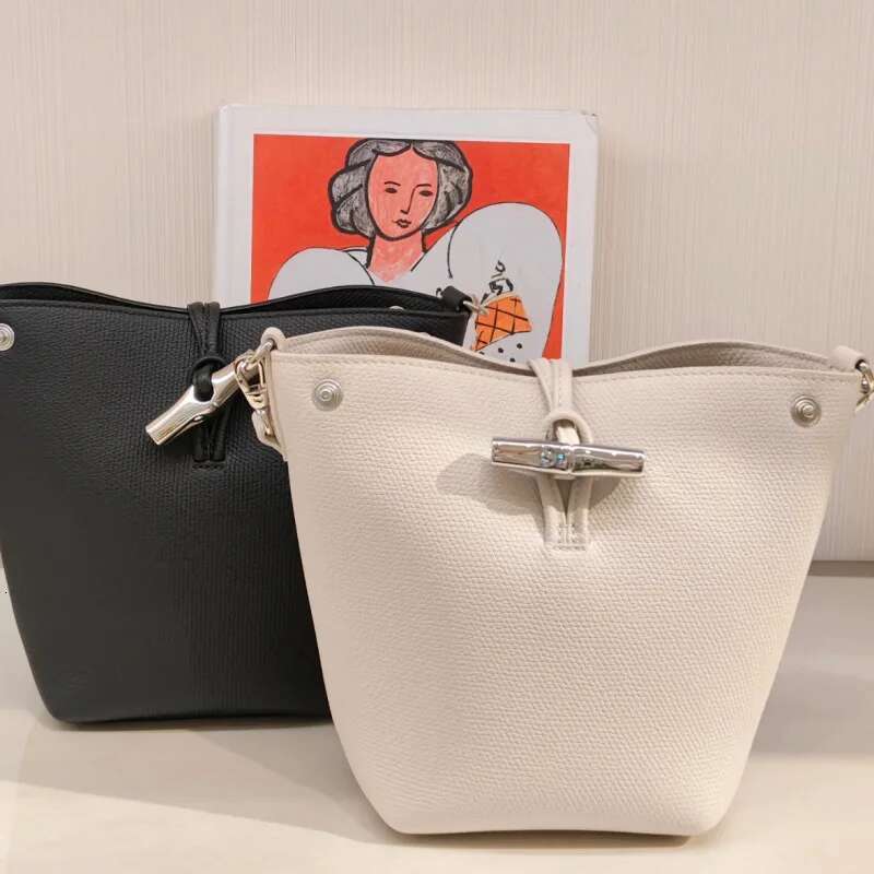 Designer Bag New Bamboo Bucket With Lychee Pattern Simple And Versatile Single Shoulder Crossbody Shopping Bag