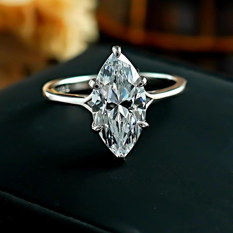 Karachis Minimalist Marquise High Carbon Diamond Ring Womens 925 Silver Inlaid Engagement Diamond Ring Style Jewelry 250327