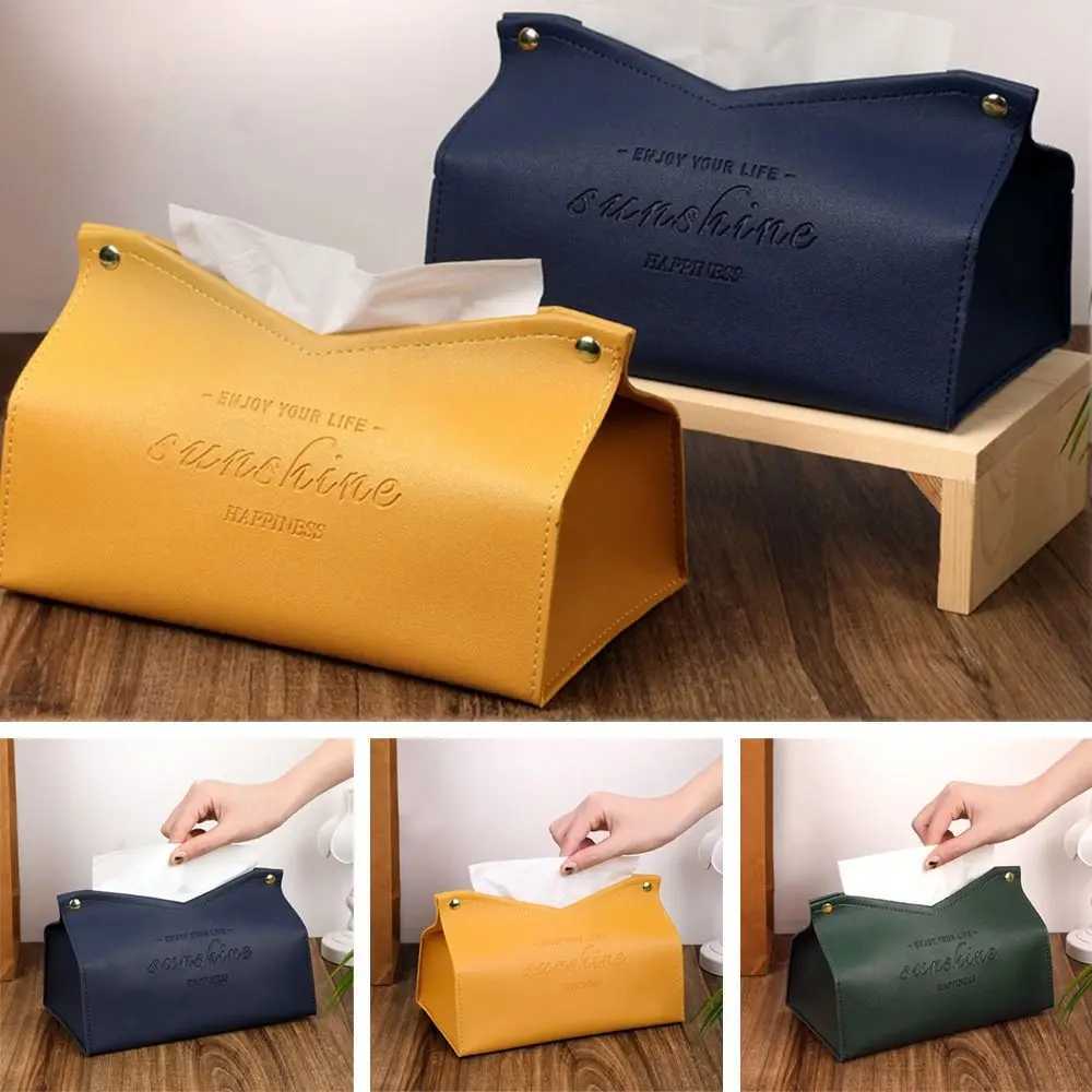 Leather Tissue Case Car Tissue Box Home Living Room Decoration Bedroom Kitchen Desktop Nordic Large Storage Box Napkin HolderM251124