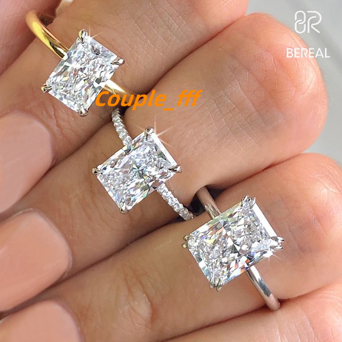 Wholesale Vvs Moissanite Engagement Rings Women 925 Silver 10K 14K 18K Gold Plated Emerald Radiant Oval Cut Diamond Rings