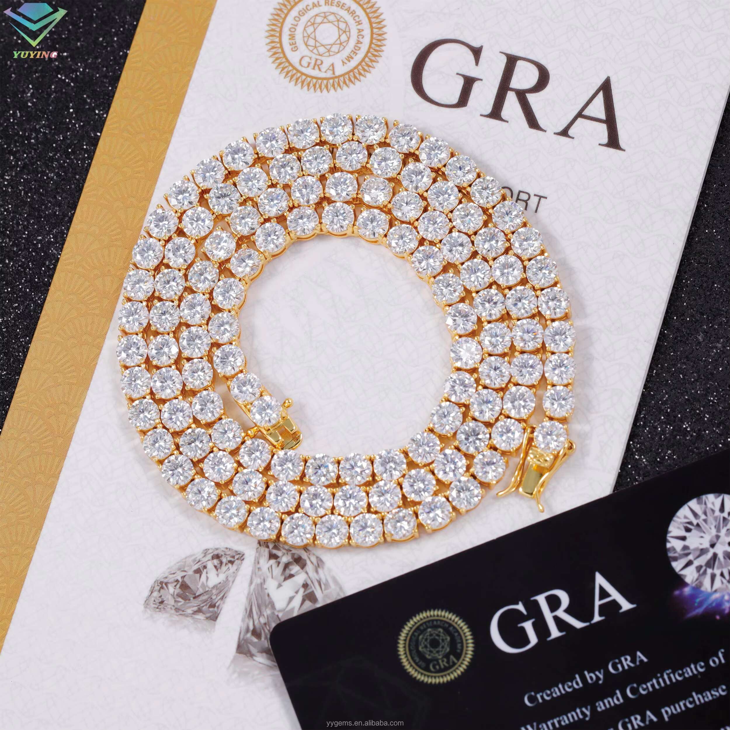 Hot Sale Pass Diamond Test 2mm-6.5mm Moissanite Gold Plated S925 Sterling Silver Women Men HipHop Diamond Necklace Tennis Chain