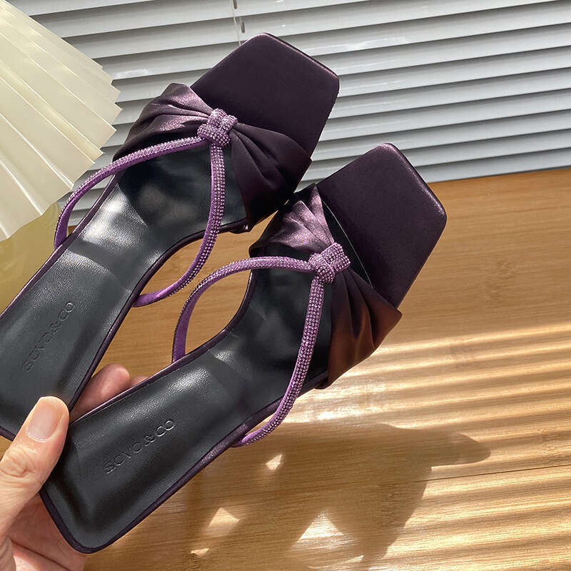 Woman Sandals Huizhou Purple Rhinestone Flat Women In The Summer Of New High Heels And Sandals For Outdoor Wear