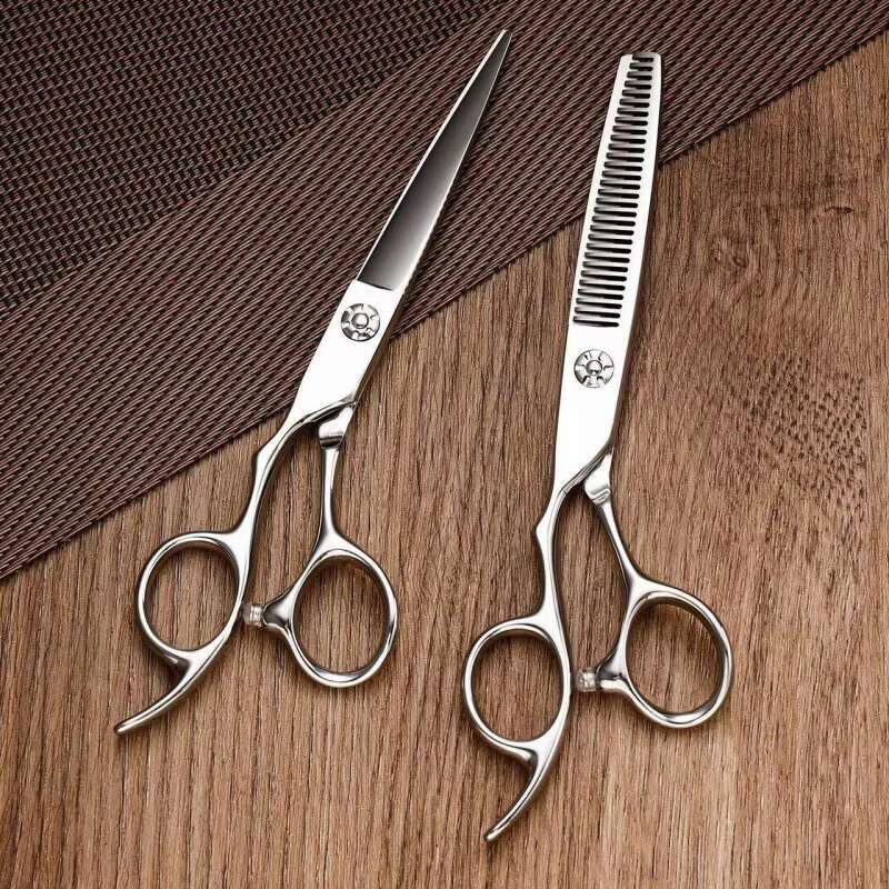 6.0" 440C Steel Straight Snips Thinning Haircutting Salon Stylist Professional Left Hand Hair-cutting Scissors Set