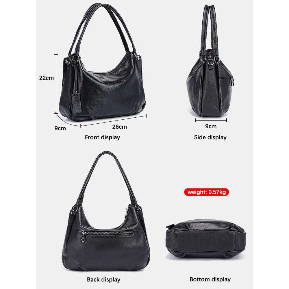 Designer Bag Zency Black Beige Soft Leather Hobo Women Simple Casual Top Handle Handbag Shoulder Large Capacity Crossbody Bag Medium Size