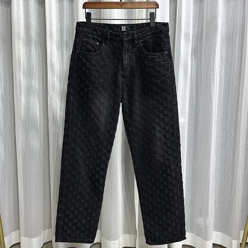 Designer Jeans free shipping Fashionable jeans trendy new style versatile casual loose straight-leg pants blue black large size men