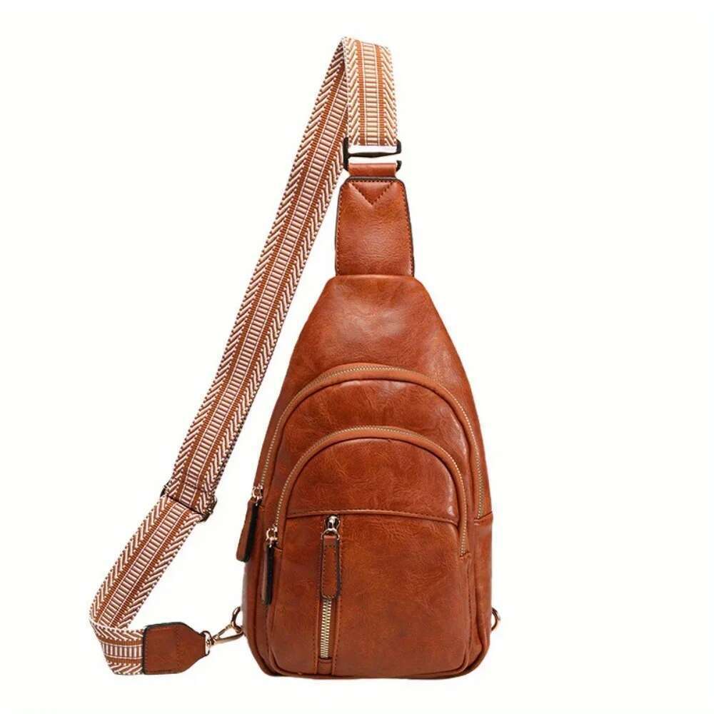 Designer Bag 2025 Foreign Trade Retro Splicing Women's Messenger Breast Light Commuter Business Leisure Office Worker Chest Bag Luxury Bag