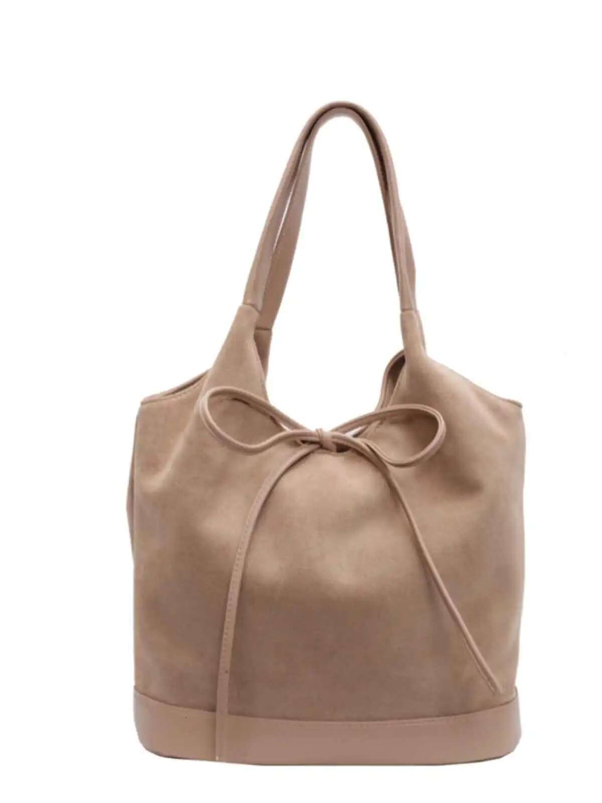 Suede Women's Underarm Bag 2025 New Fashion Bow Designer Handbag Autumn Retro Frosted Splicing Large Capacity Commuting Shoulder Bag