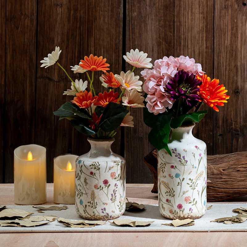 Retro Ceramic Vase Decoration Flower Arrangement Pastoral Style Small Decoration Light Luxury High Sense Flower Arrangement C251124