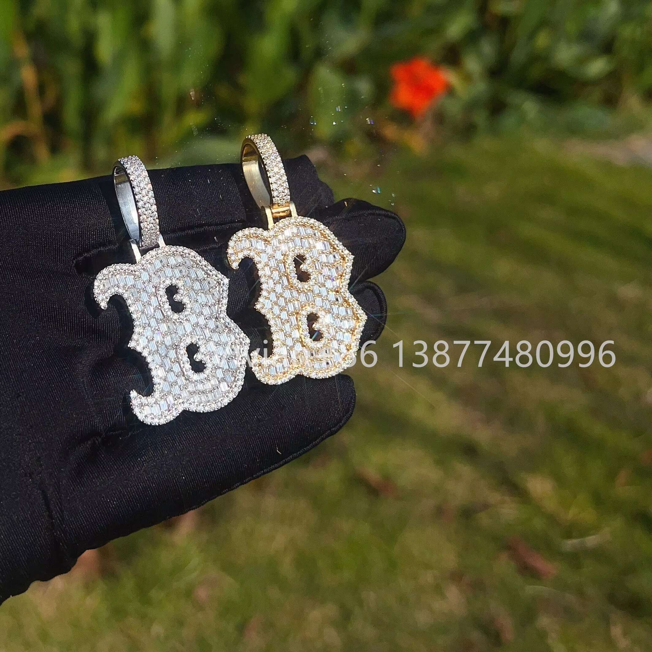 Popular Gold Plated 925 Sterling Silver Cross Diamond Vvs Moissanite Necklace Pendant