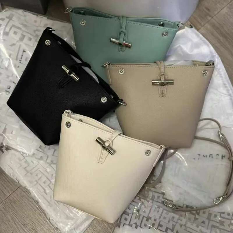 Designer Bag New Bamboo Bucket With Lychee Pattern Simple And Versatile Single Shoulder Crossbody Shopping Bag