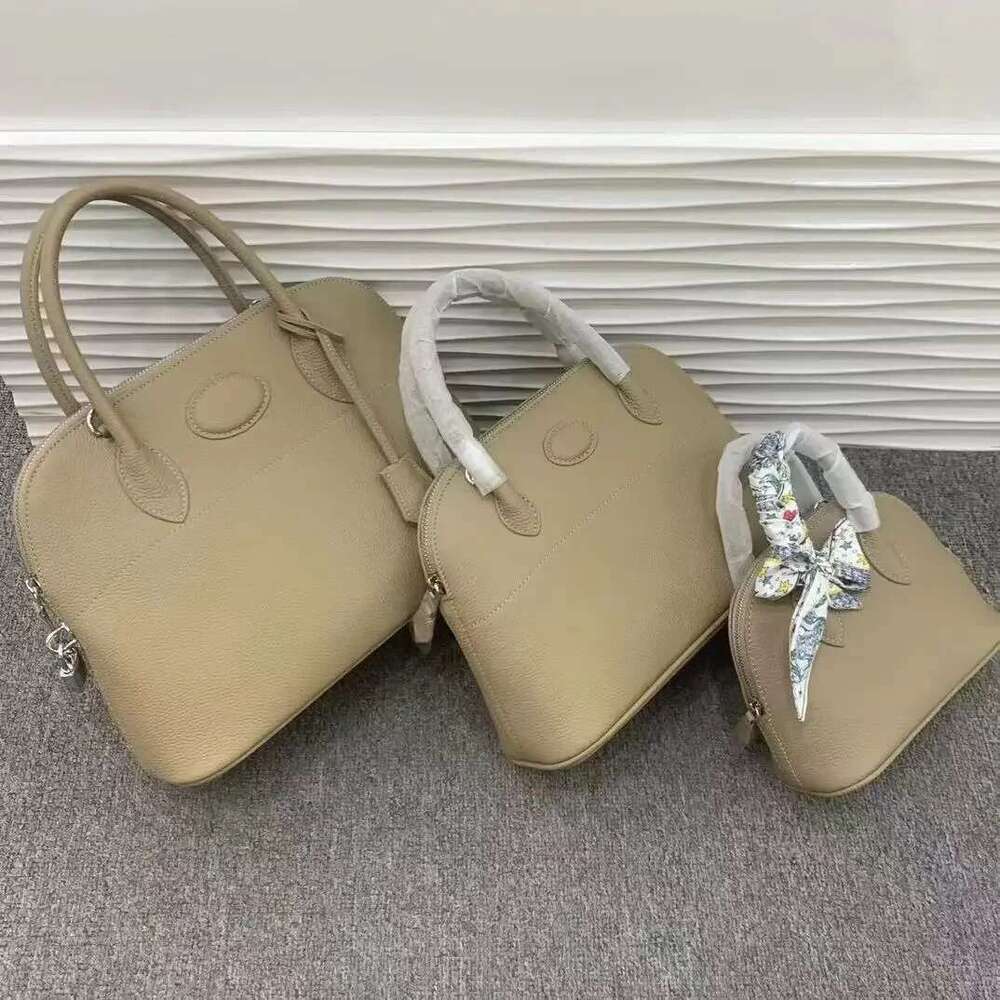 Fashionable Simple Cow Leather Headlayer Ball Versatile Single Shoulder Slant Crossbody Handbag Women's Bag Soft Neutral Min