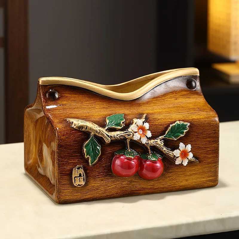 Chinese Style Persimmon Tissue Box High-end Household Living Room Bedroom Dining Room Coffee Table Storage Napkin BoxM251124