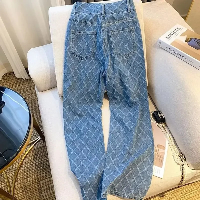 Fashionable high waisted womens jeans Japanese flat bottomed pants youth fashion summer thin pants 250422