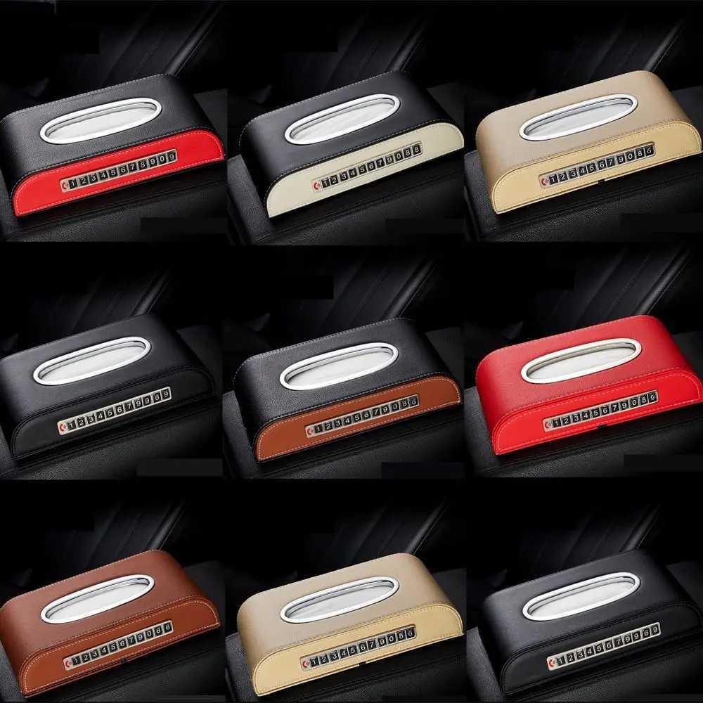 Universal Car Tissue Box Creative Leather Napkin Holder Box Back Seat Tissue Organizer Fit For Honda Toyota Nissan MitsubishiM251124