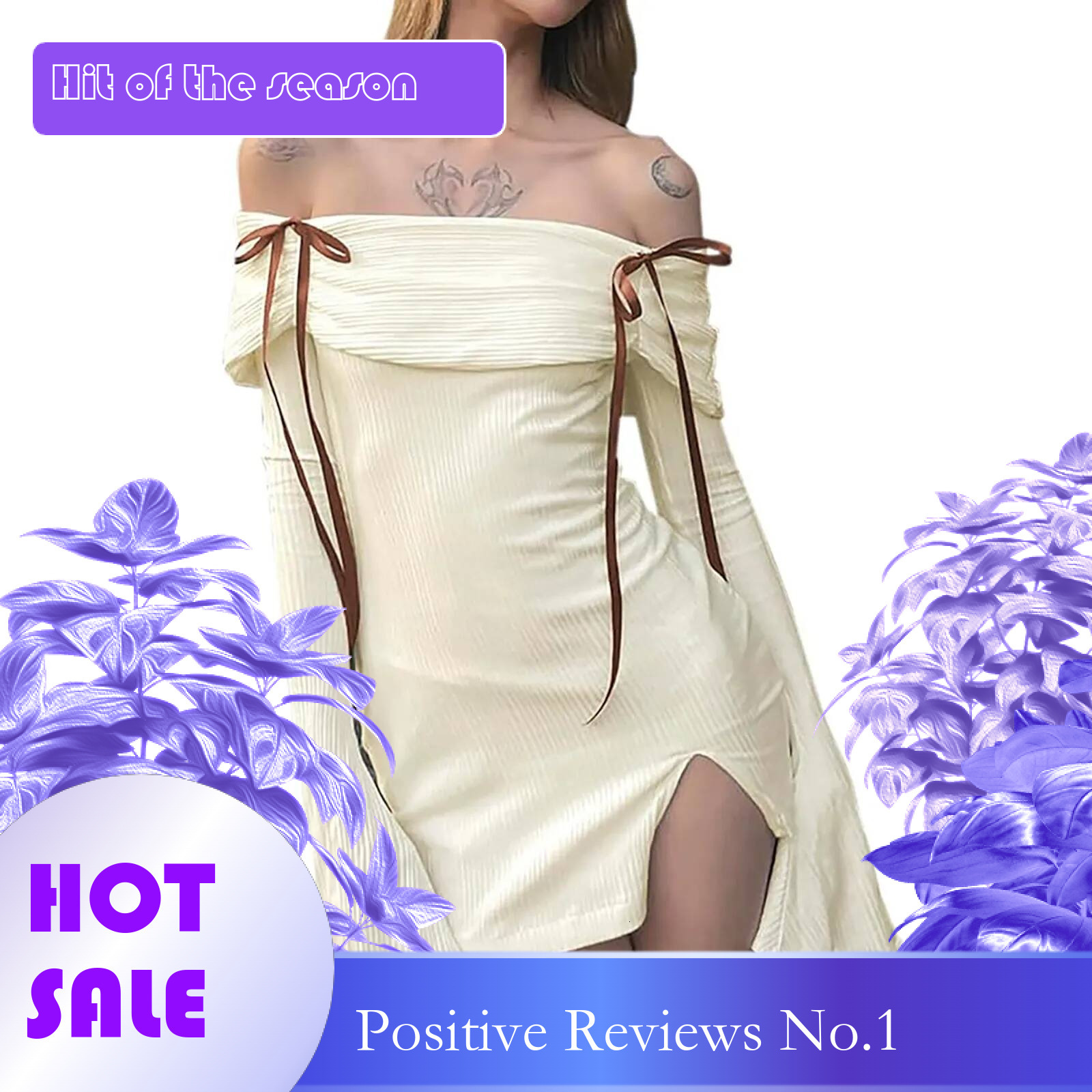 Dongdumaoyi Elegant Off Shoulder Lace Up Mini Dress Women S Sexy Long Sleeve Slit Patchwork Slim Backless Party Evening