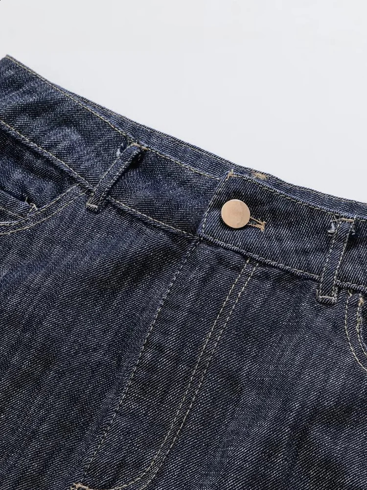 TRZA Womens Fashion Pocket Denim Mini Skiing High Waist Zipper Flying 250417