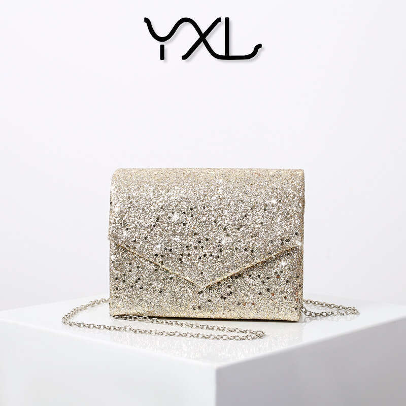 Dinner Bag Banquet Shiny Women S Dress Bag Black Triple Fold Handbag KQ