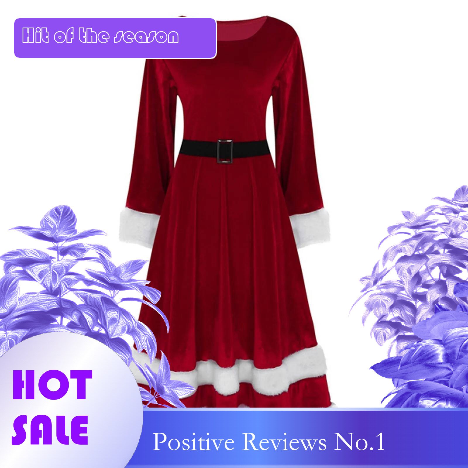 Dongdumaoyi Womens Mrs Santa Claus Costume Plus Size Velvet Long Sleeve Dress With Belts Female Cosplay Suit Christmas Fancy